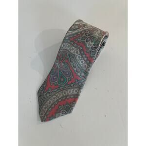 J.G. Hook Vintage Men's Neck Tie Pink Green Pastel Paisley Print JL